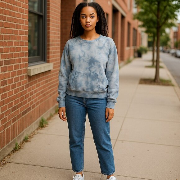 New Calvin Klein Performance Women Medium Blue Tie Dye Quick Dry Sweatshirt - Picture 1 of 11